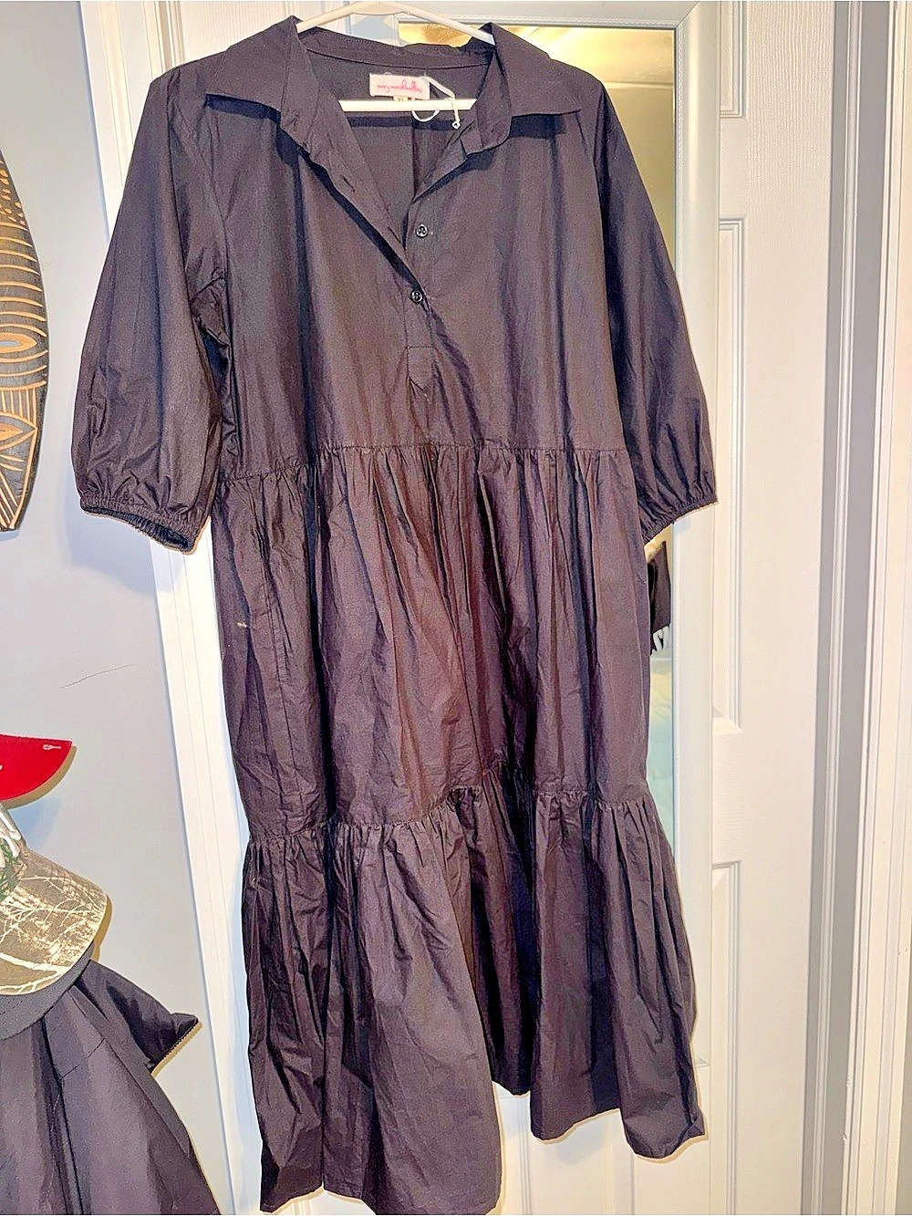 mary mar. Black Tiered Maxi Dress Size XL Like New